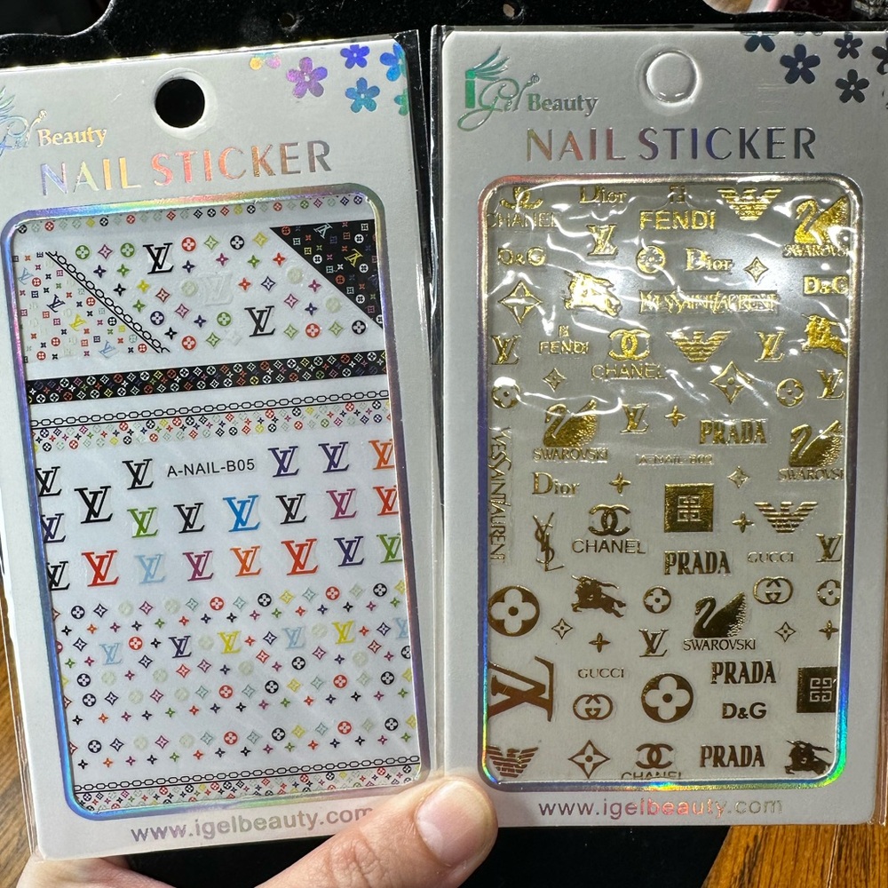 Nail Sticker Set - Multicolor and Gold